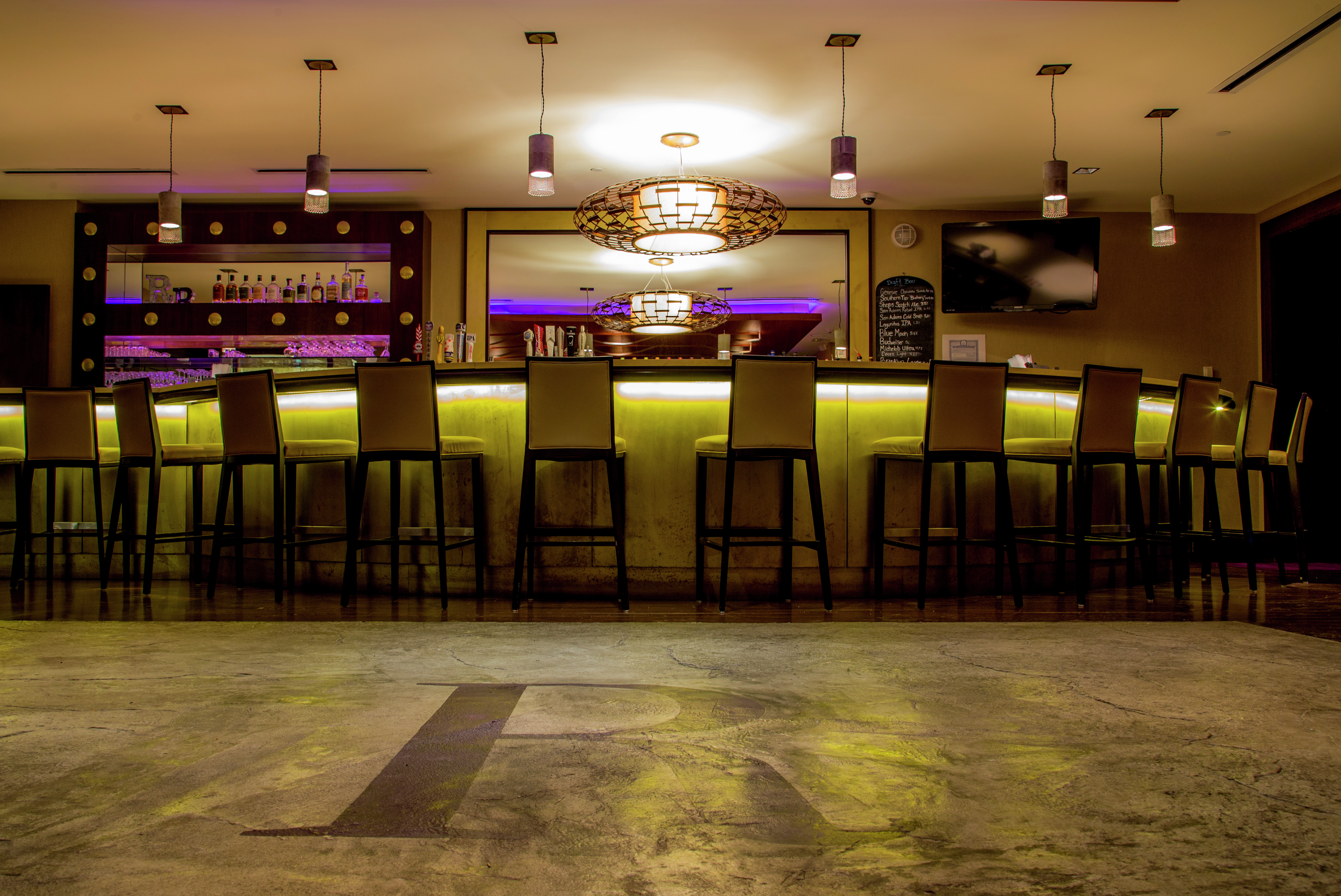 Refinery Bar With Purple Accent Lights