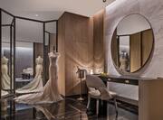 Bridal room with mirror and chair