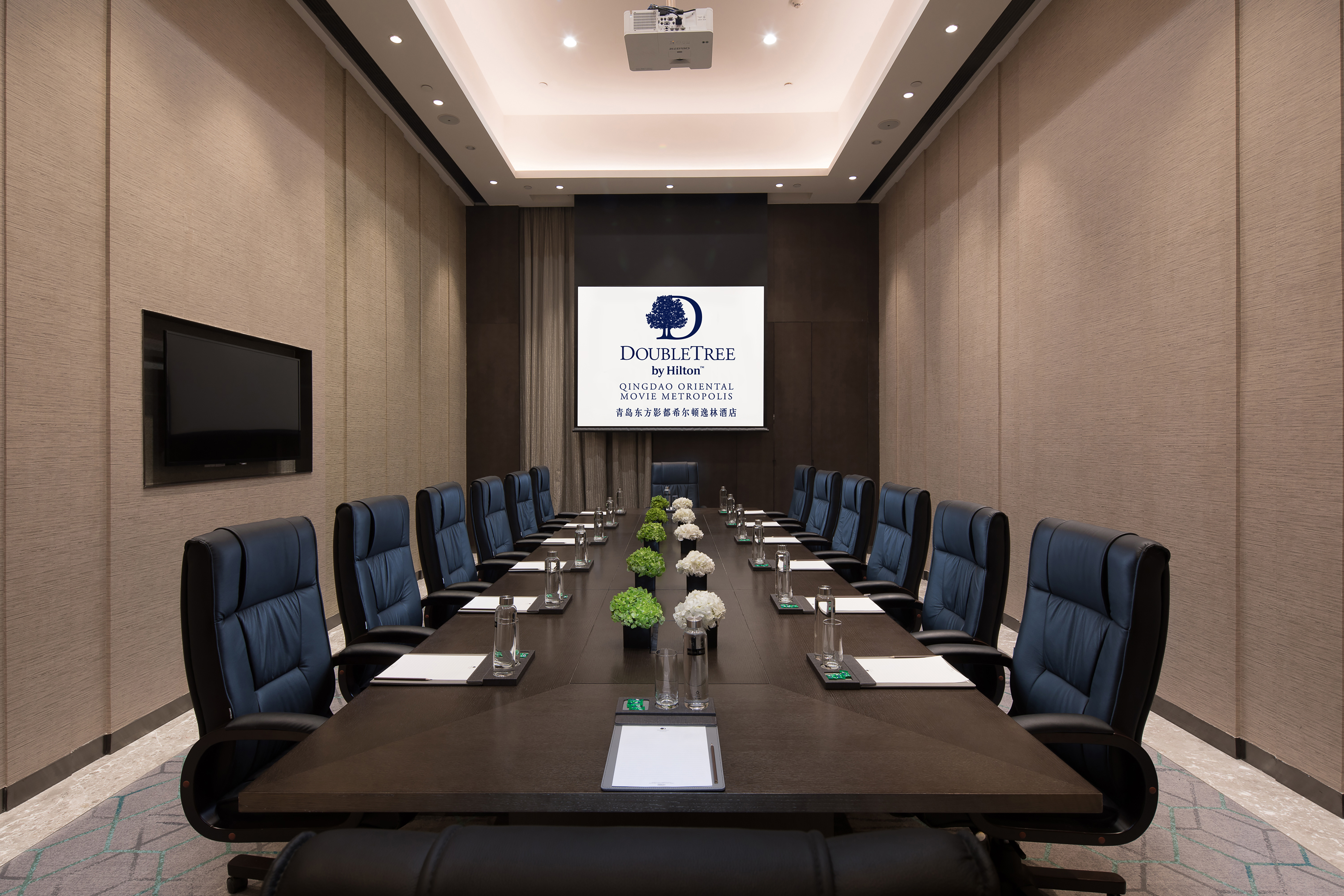 Meeting room with chairs and projector