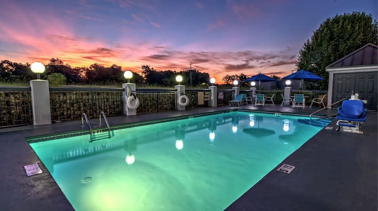 Outdoor Swimming Pool, Dusk