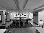 Seating area with table and chairs in lobby