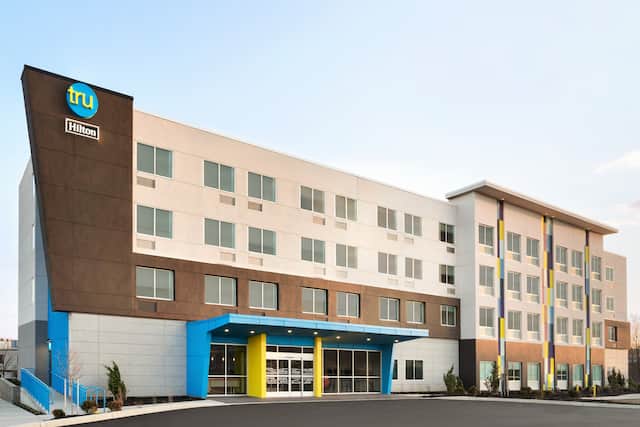 Hotel exterior with signage