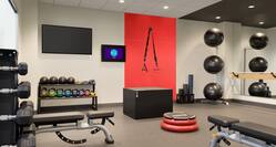 Weights, bench, stability balls in fitness center