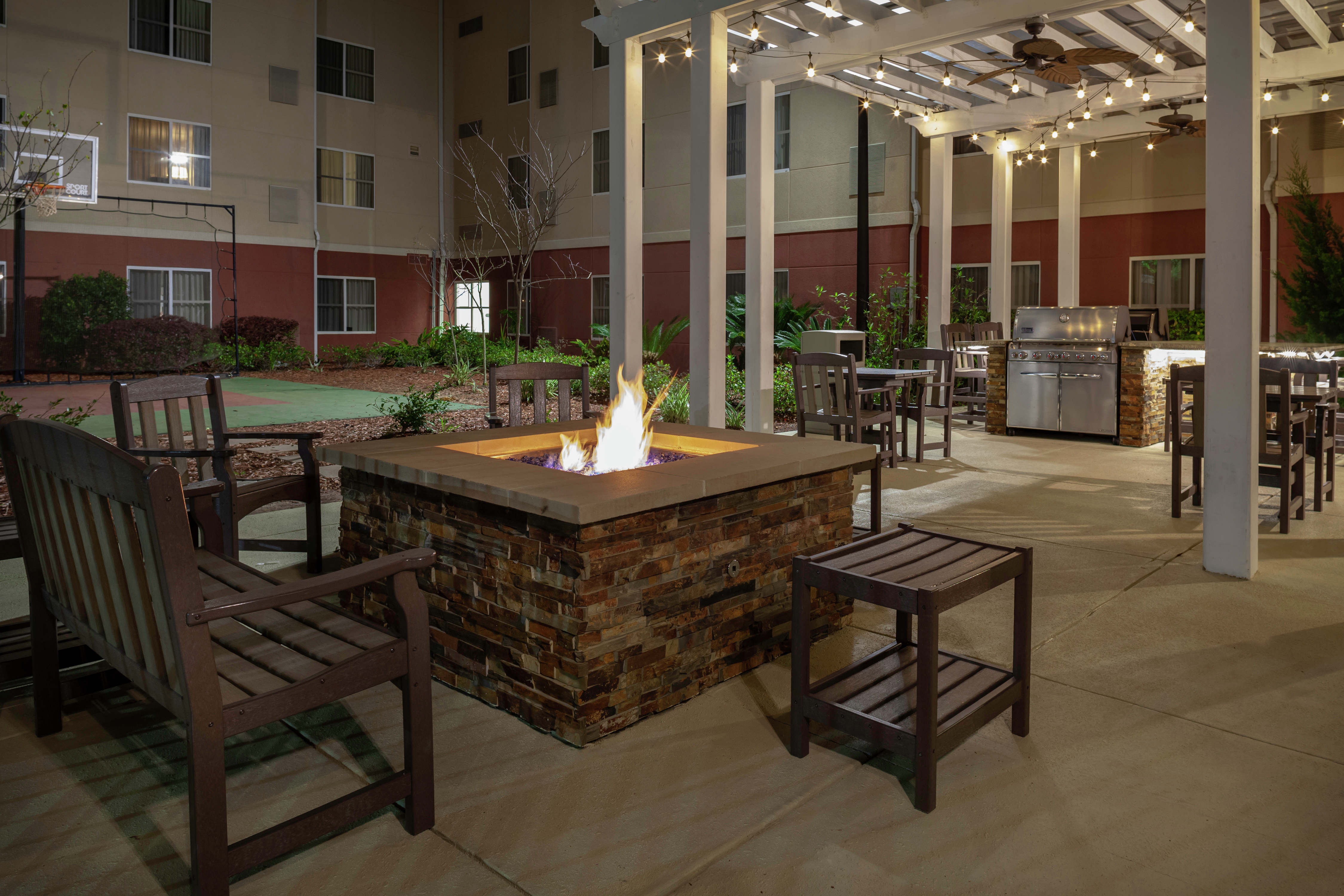 Outdoor Patio Seating And Fire Pit Evening
