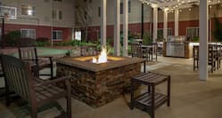Outdoor Patio Seating And Fire Pit Evening