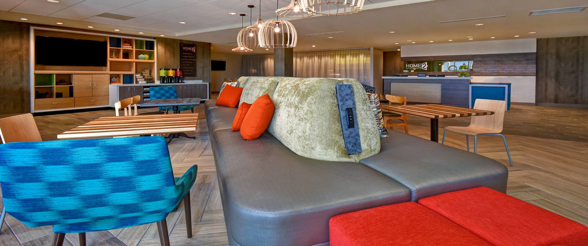lobby seating area with coffee station