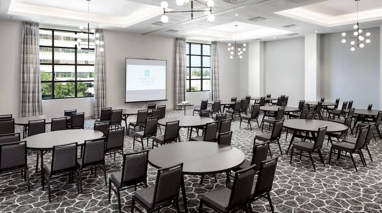 Meeting Room Setup with Round Tables