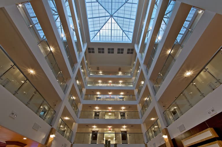 View of atrium within hotel