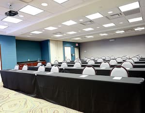 Front View of Classroom Style Set Up Meeting Room