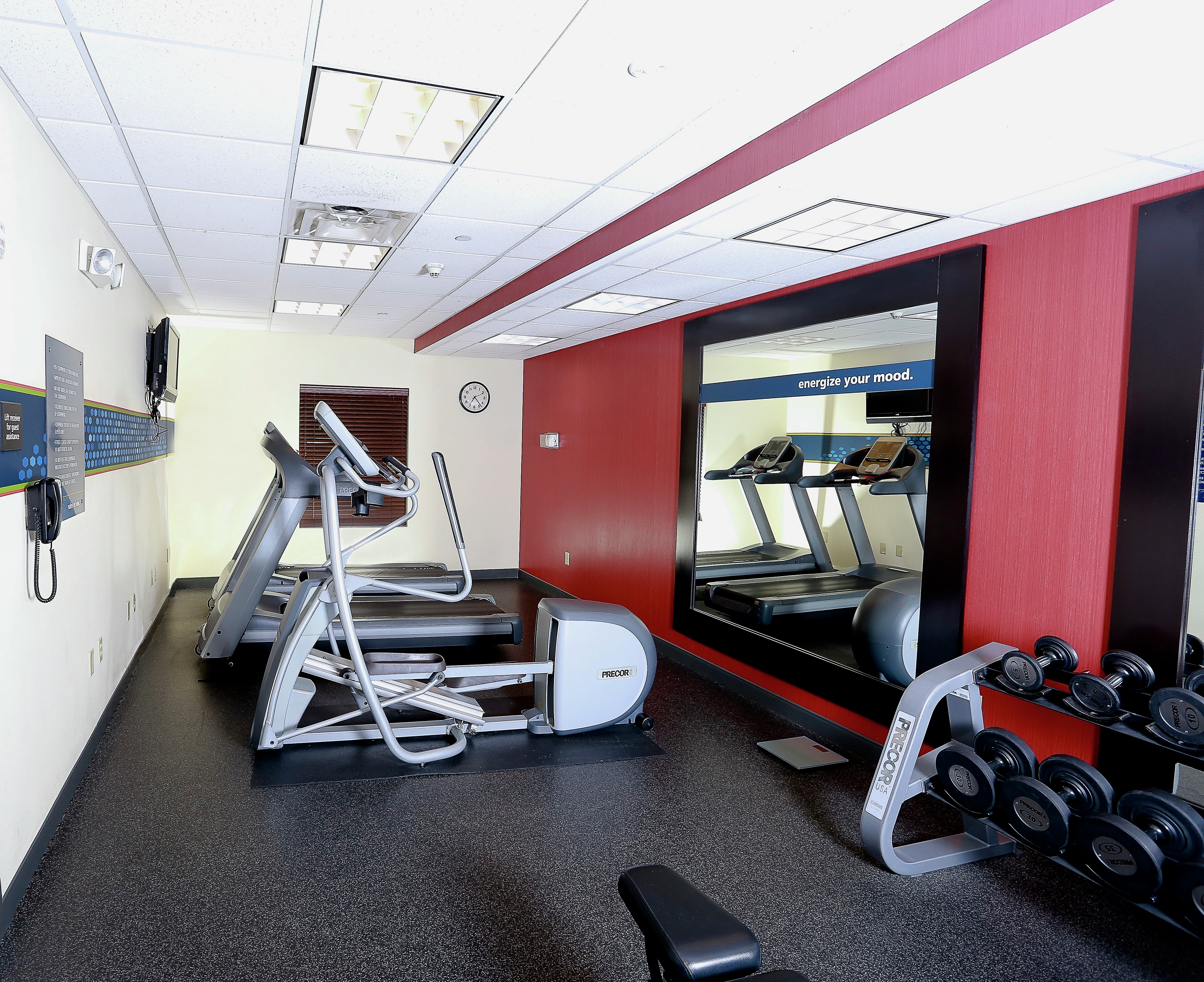 Fitness Center with Recumbent Bike Treadmills and Weights