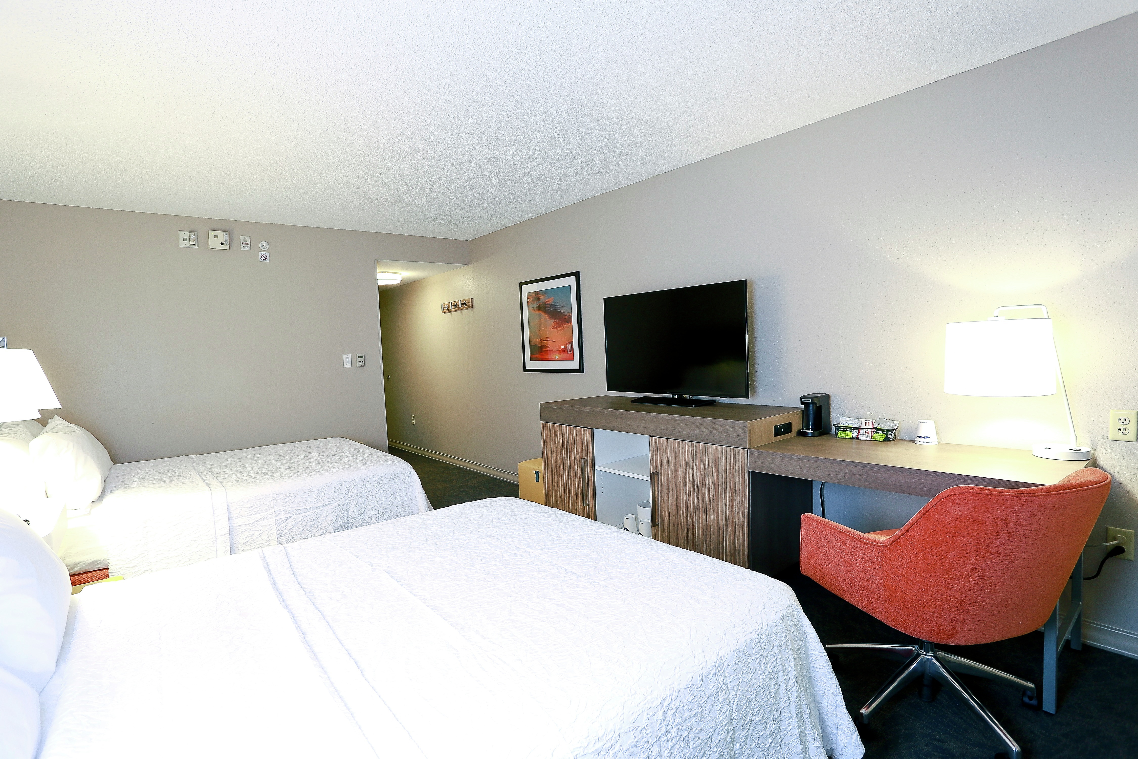 Accessible Guest Room with TV Desk and 2 Queen sized Beds 