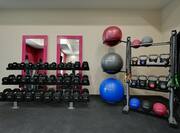 fitness center with various weights