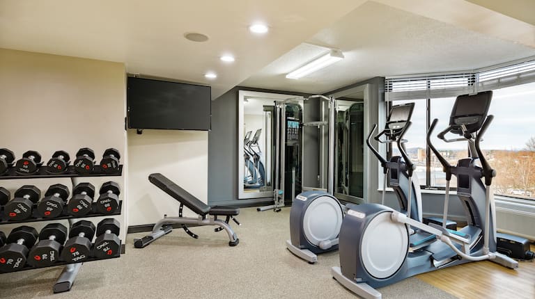 Fitness Center with Weights and Elliptical Machines