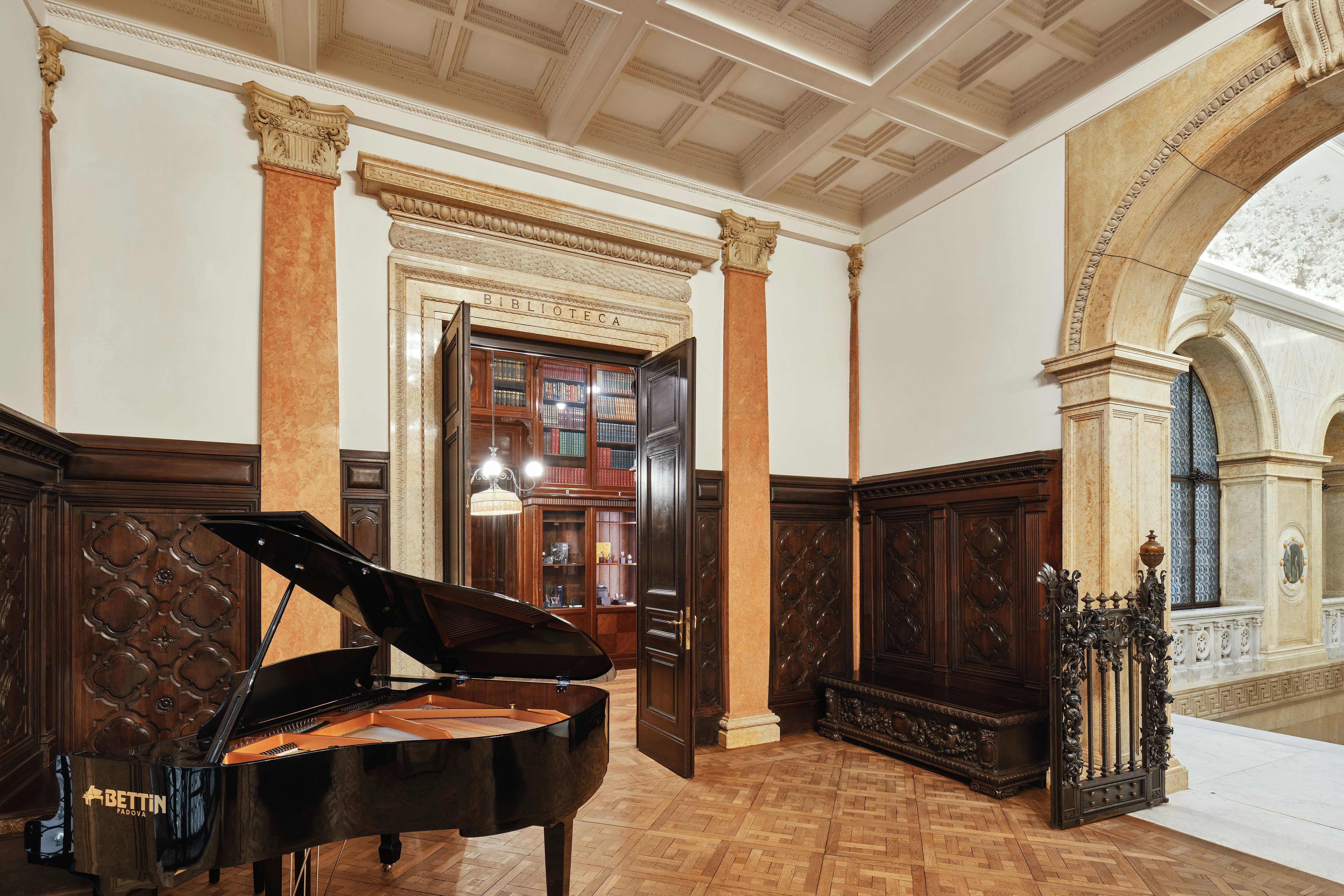 a grand piano in a room