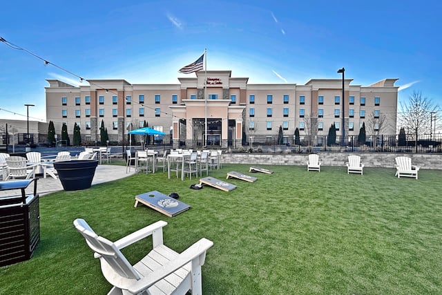 hotel garden with chairs