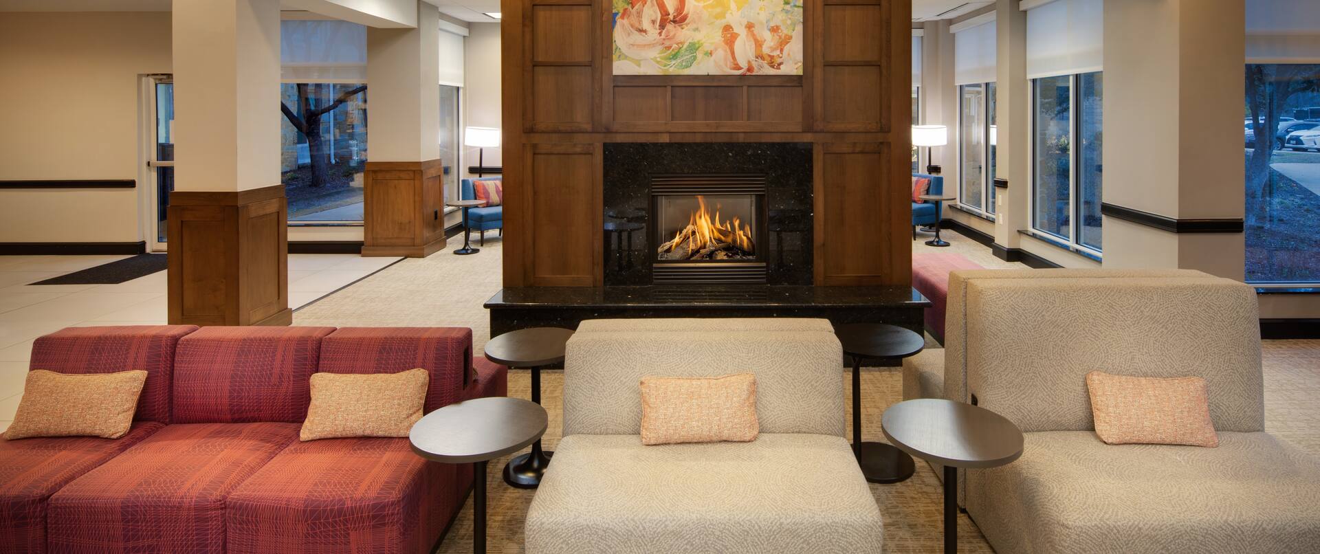 Lobby With Fireplace