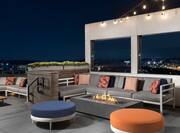 Firepit in Patio of Radius Rooftop Lounge