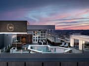 Aerial View of Radius Rooftop Lounge with Pool Area