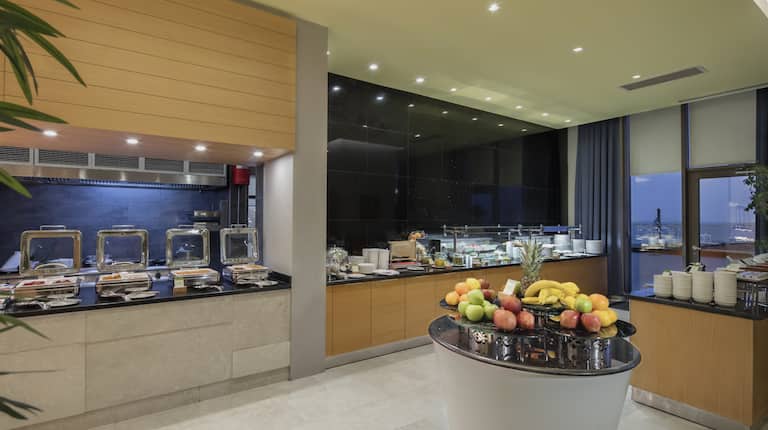 View of Restaurant Serving Area with Fresh Fruits