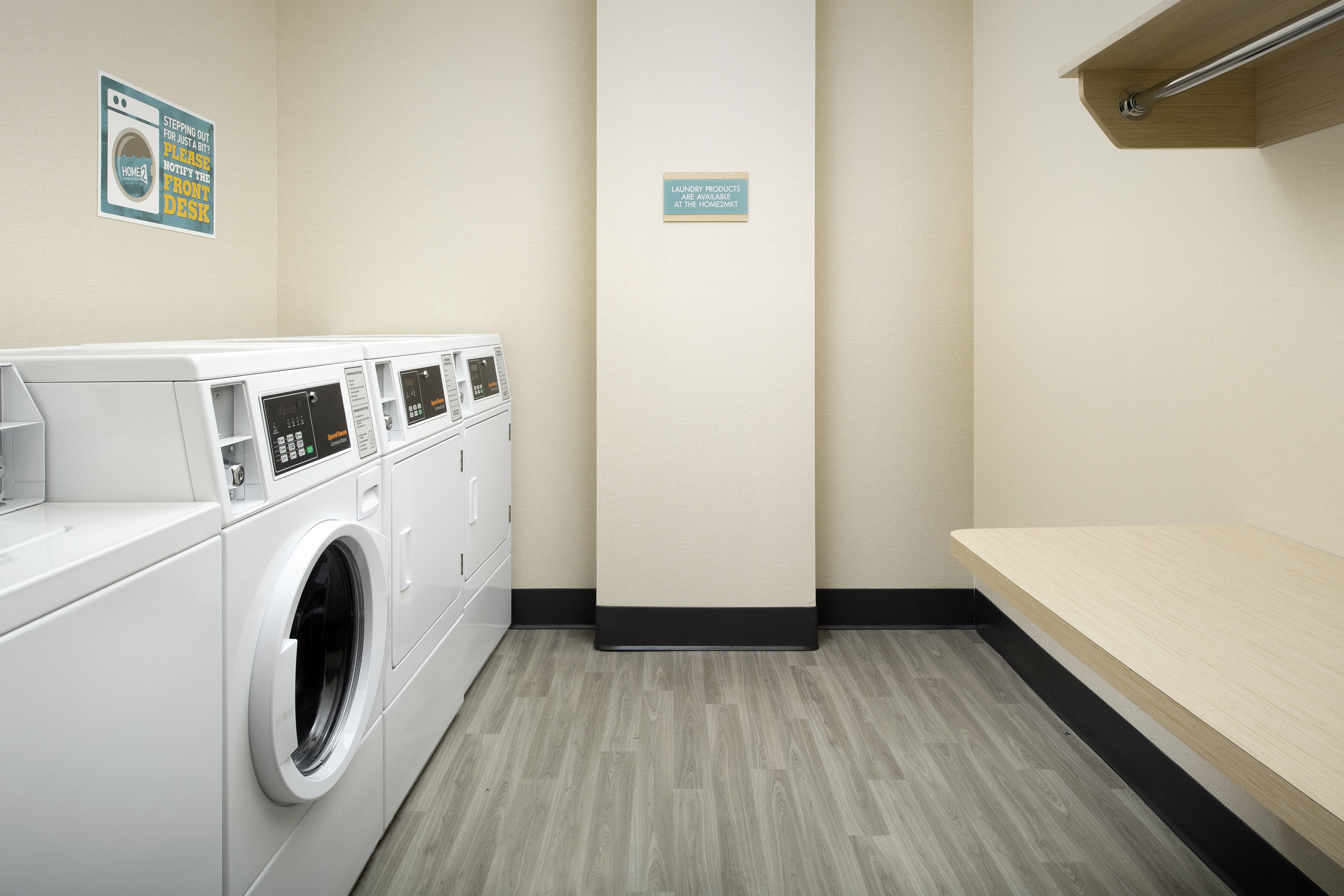 Laundry machines with sitting area