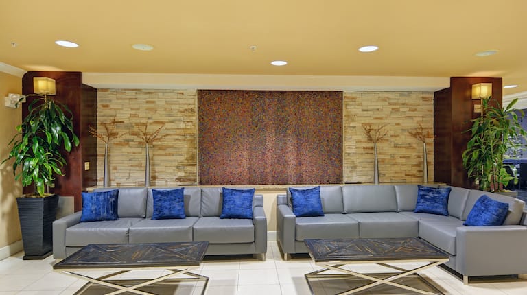 Lobby seating area with lounge sofas