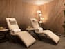spa relaxation room, lounge chairs, candles