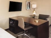 Guestroom with Work Desk, Lounge Chair and Television