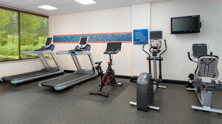 on site fitness center, treadmills, peloton bike, elliptical, stationery bike