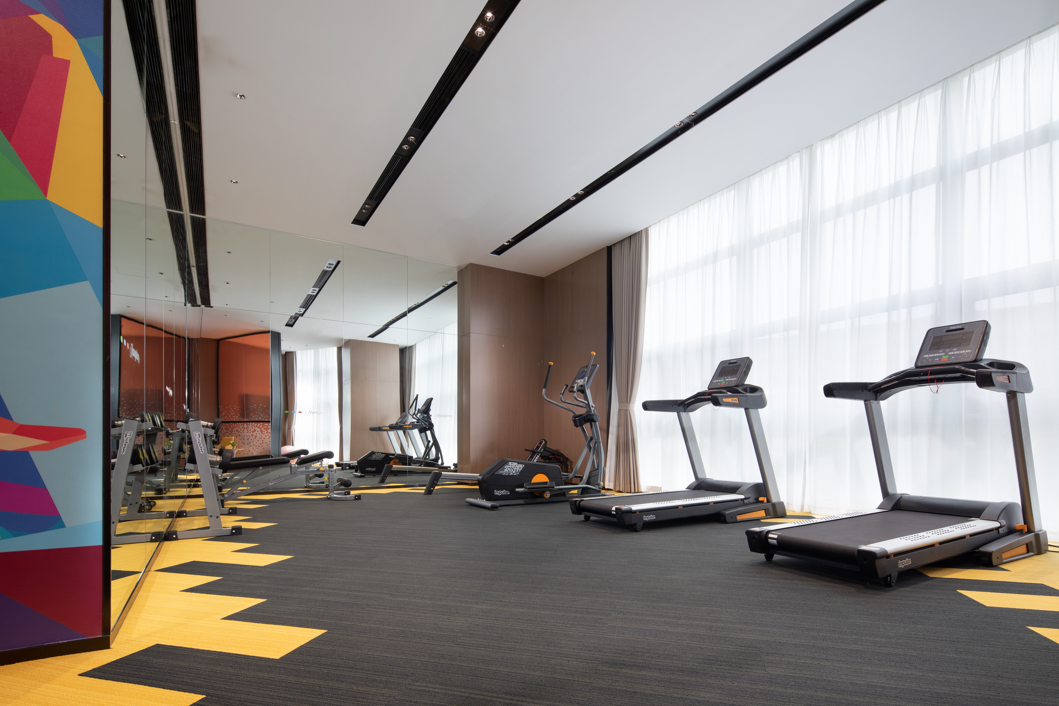 Fitness Center with Treadmills Weights