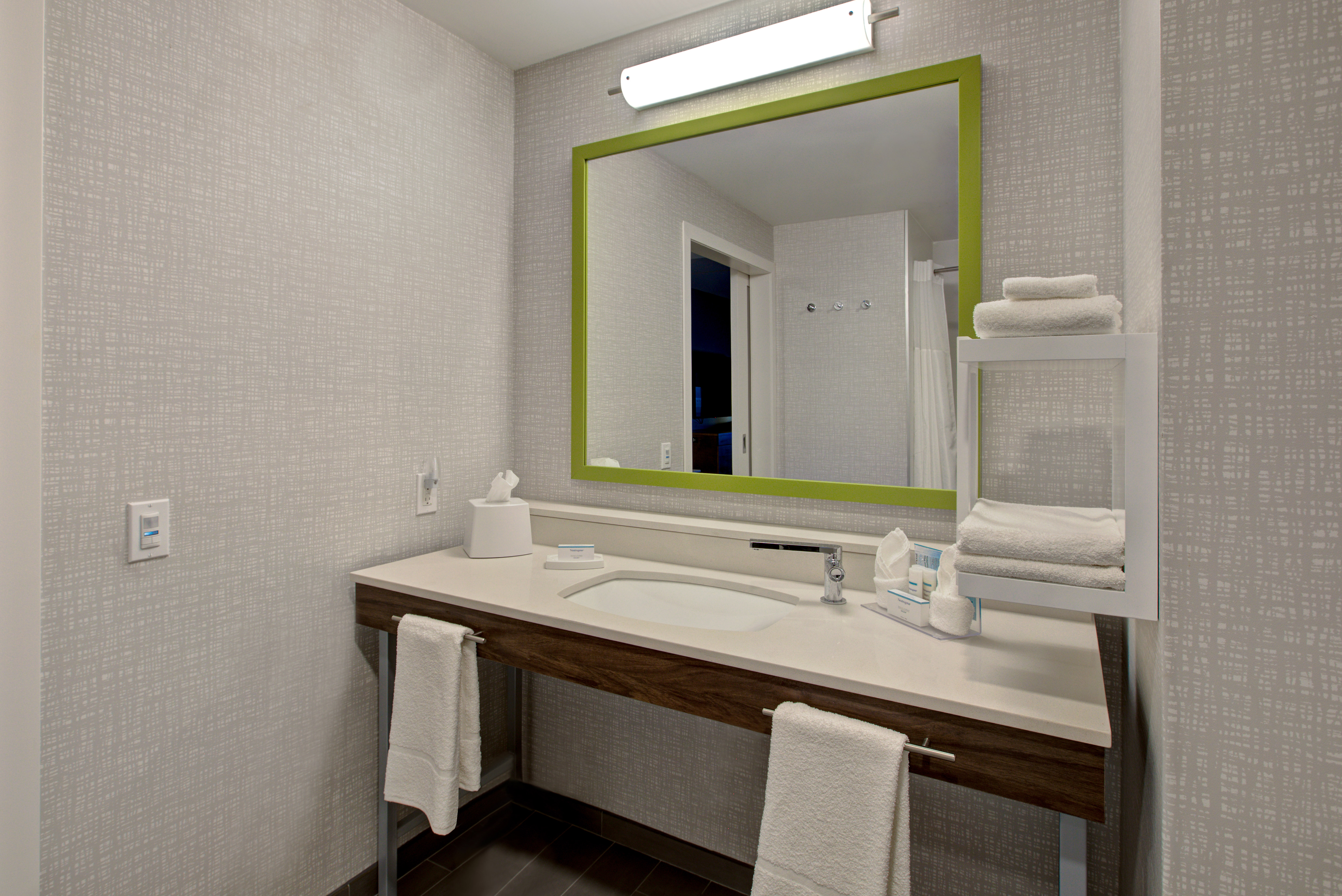 guest bathroom with vanity