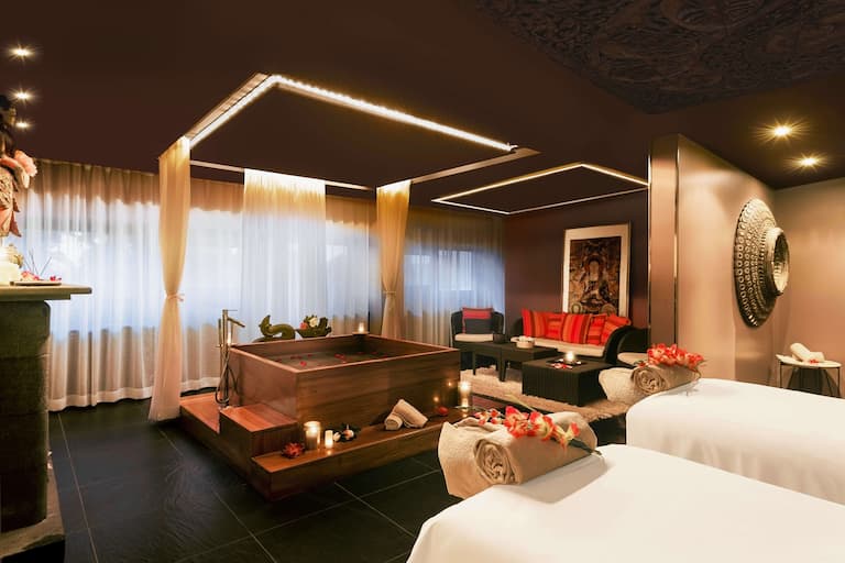 Spa VIP Room with Spa Tub and Tables with Soft Illumination