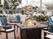 Outdoor Firepit with Snow