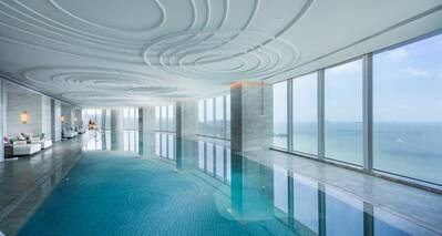 Indoor Swimming Pool, Large Windows with View to Ocean