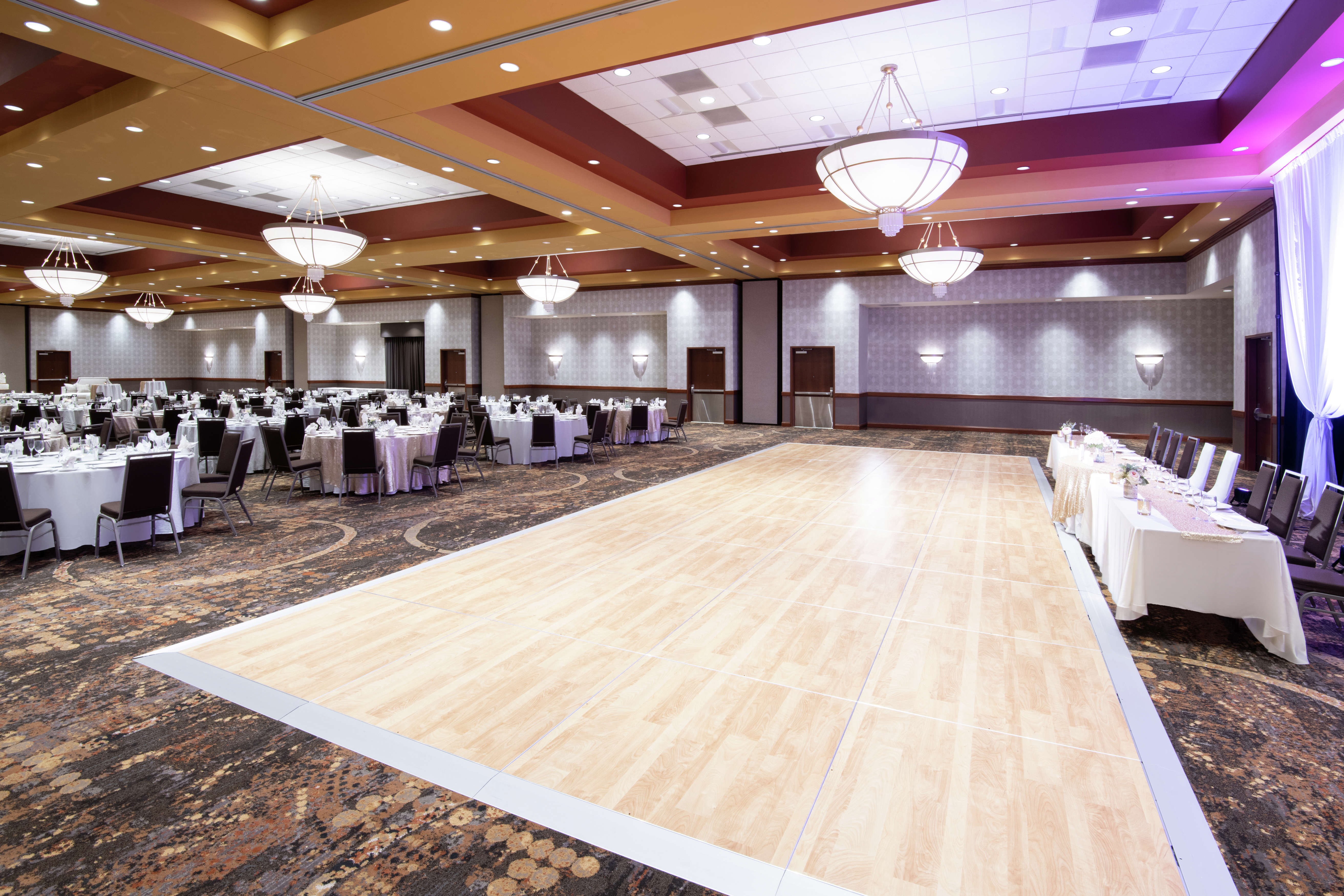 Pinnacle Ballroom with Dance Floor and Wedding Reception Setup