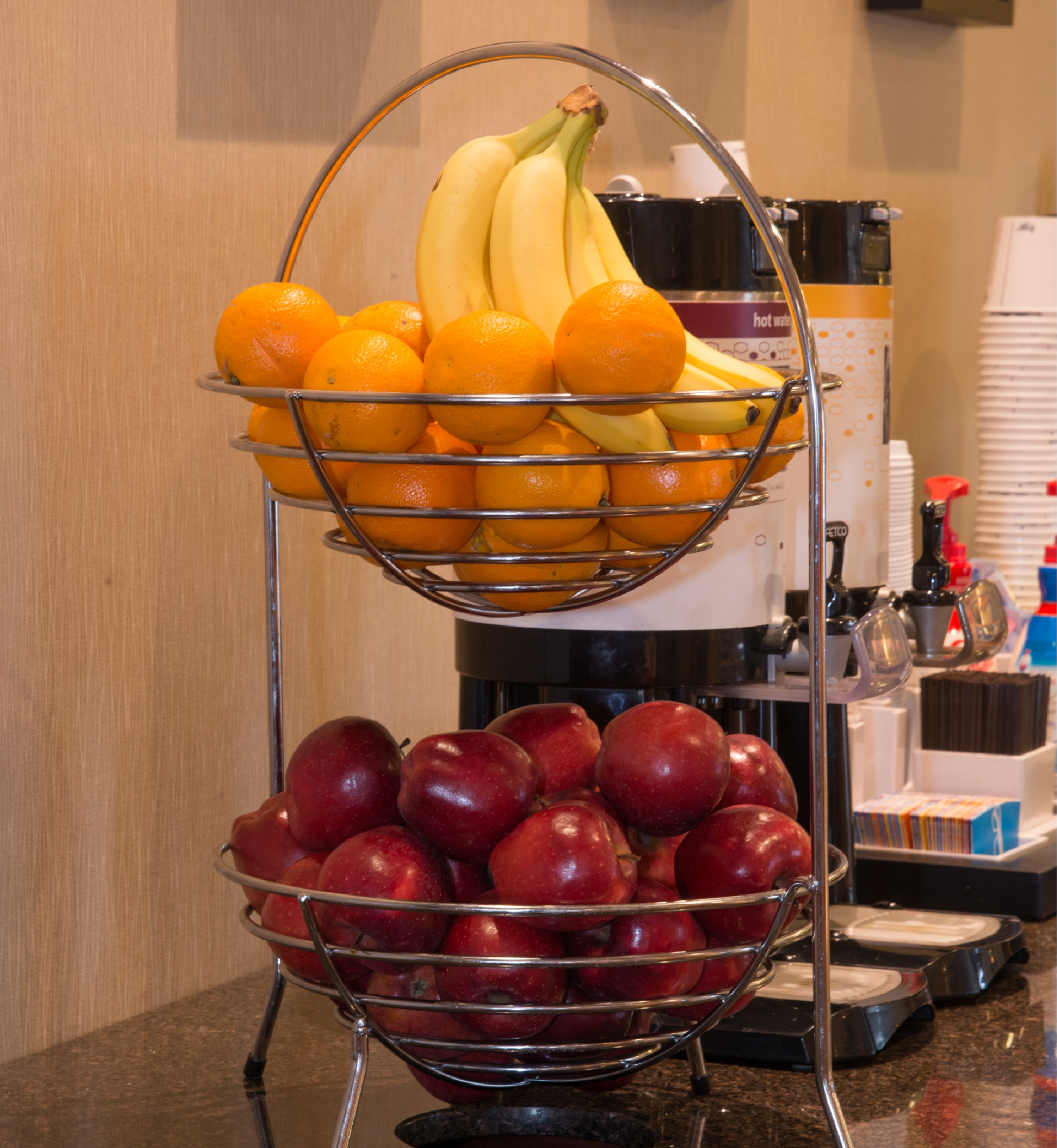 Close-Up of Fruit Bowls in Breakfast Food Counter