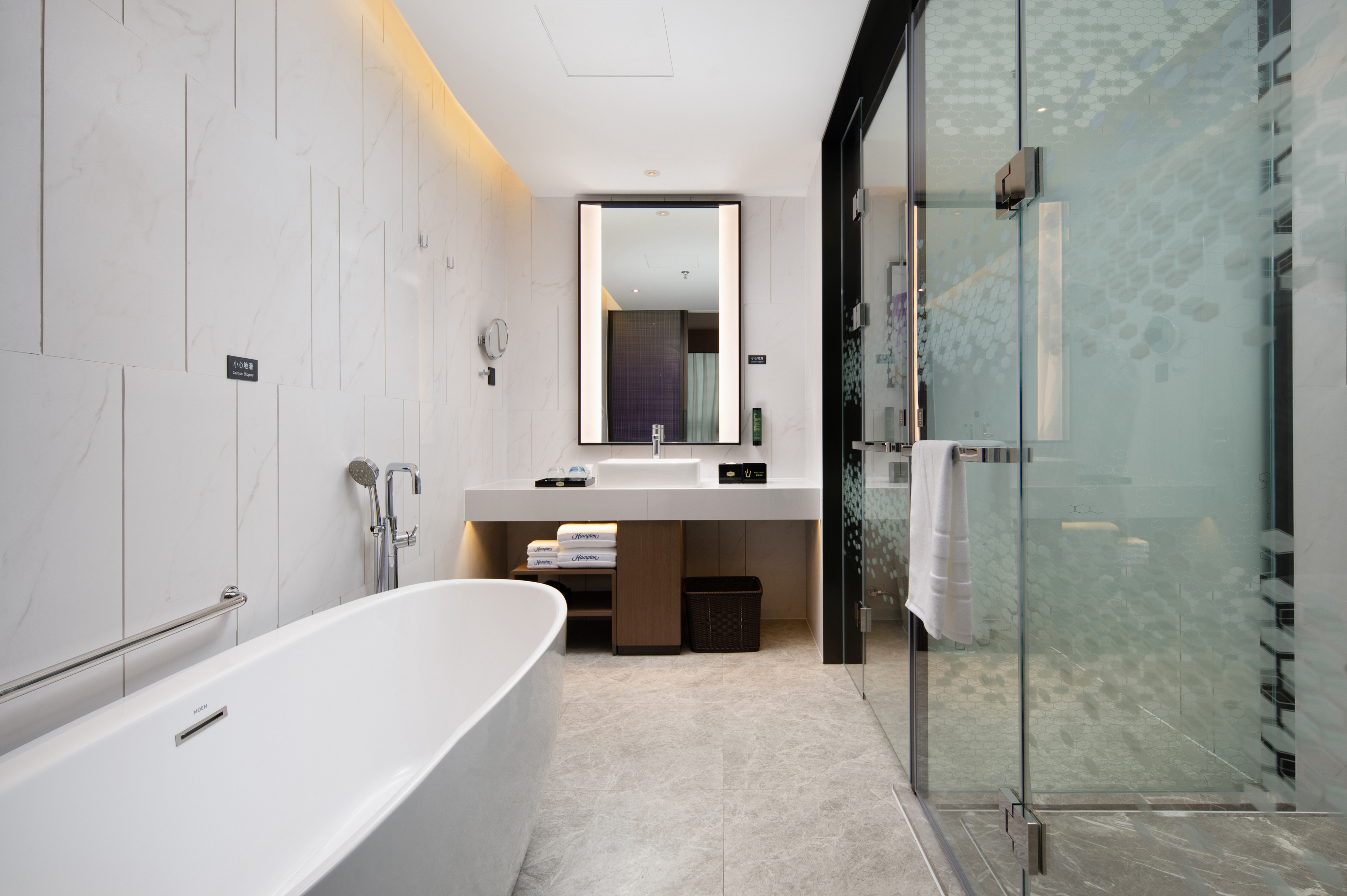 Vanity Area, Bathtub and Shower in Suite