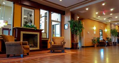 Hotel Lobby with Fireplace 