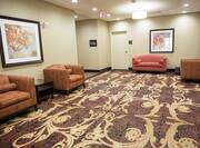 Spacious lobby with comfortable seating
