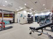 Fitness center with weight bench