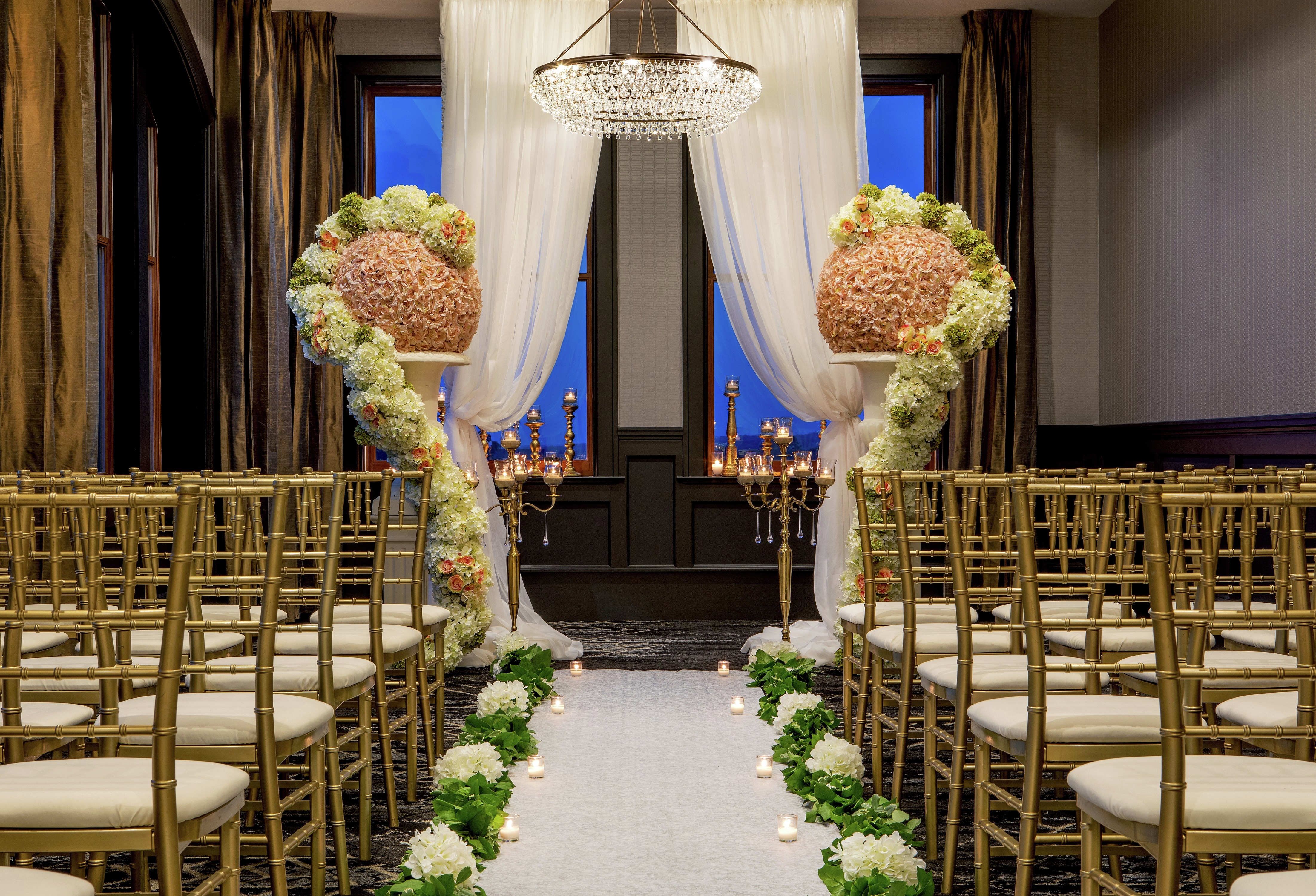 Wedding Ceremony Aisle, Seating, and Decor