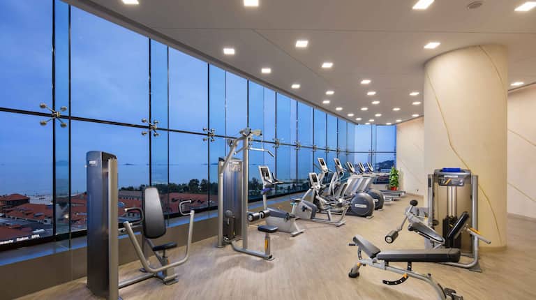 Fitness Center Exercise Equipment with Sea View