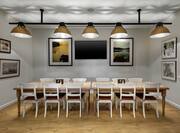 Restaurant Dining Area with Table, Chairs and Wall Mounted HDTV