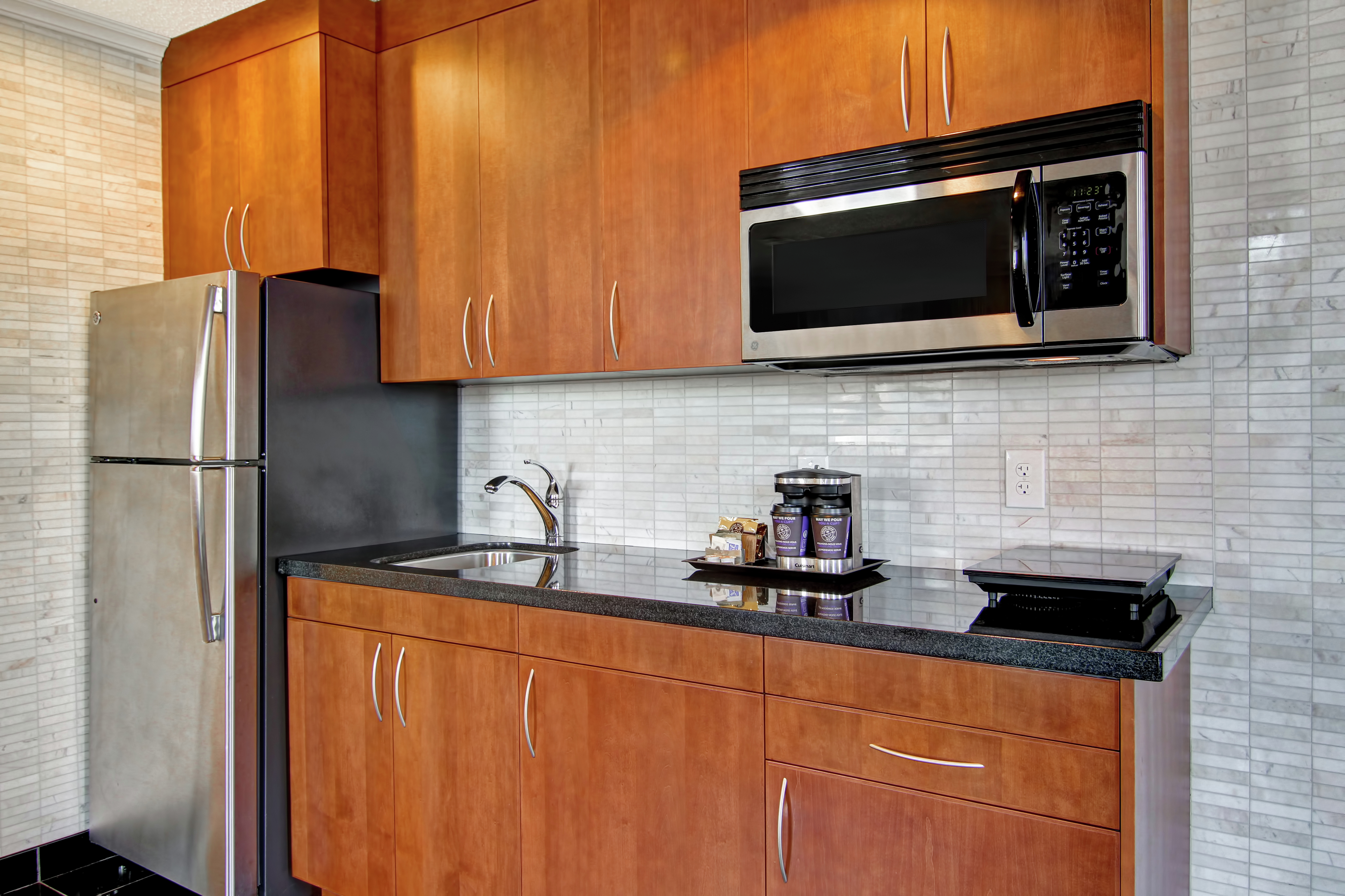 Suite Kitchenette with Microwave and Full-Sized Refrigerator