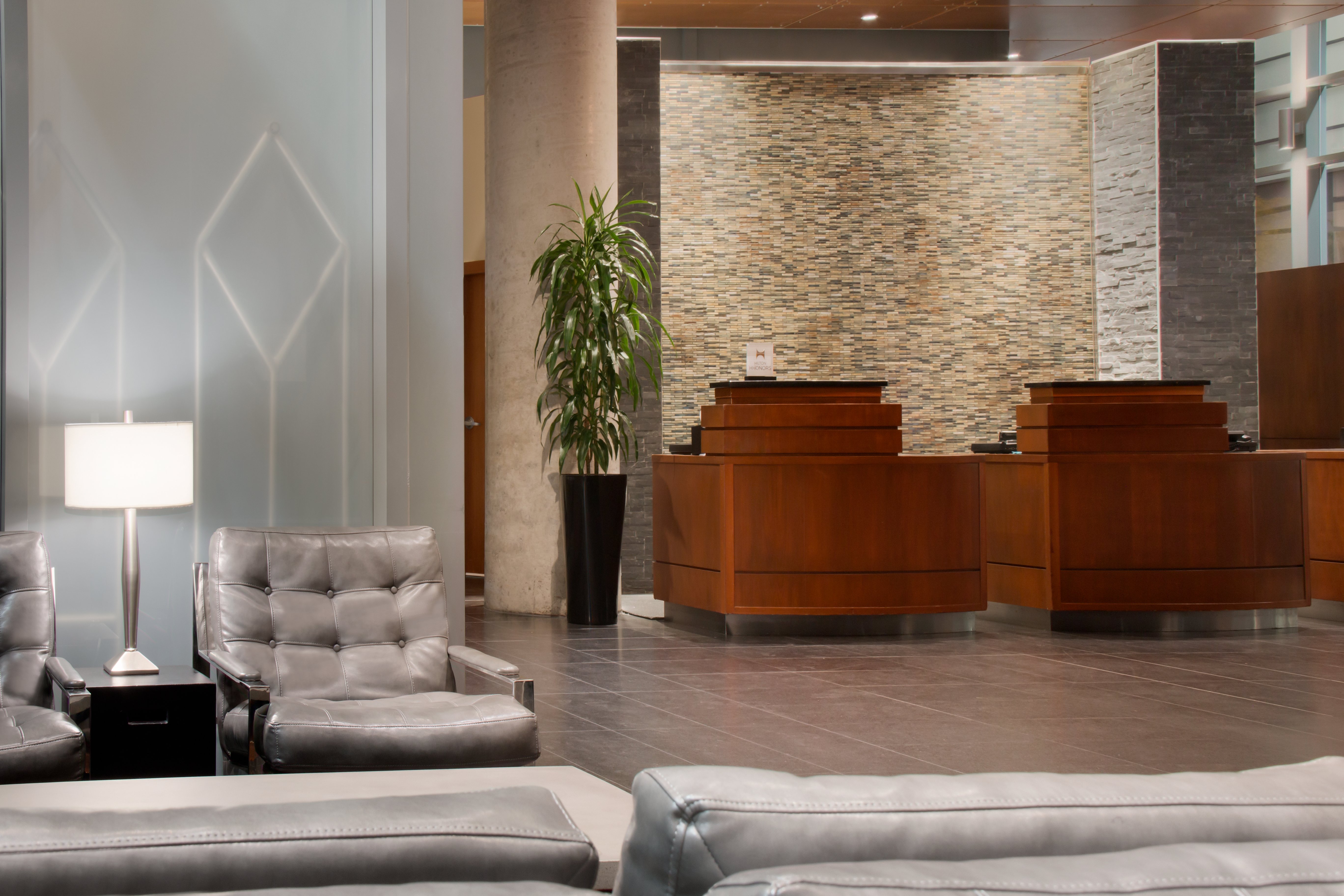 Front Desk And Lobby Near Waterwall