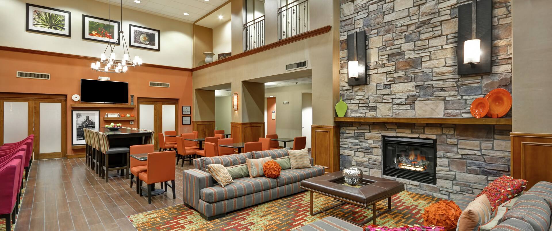 Lobby Lounge Area with Fireplace 