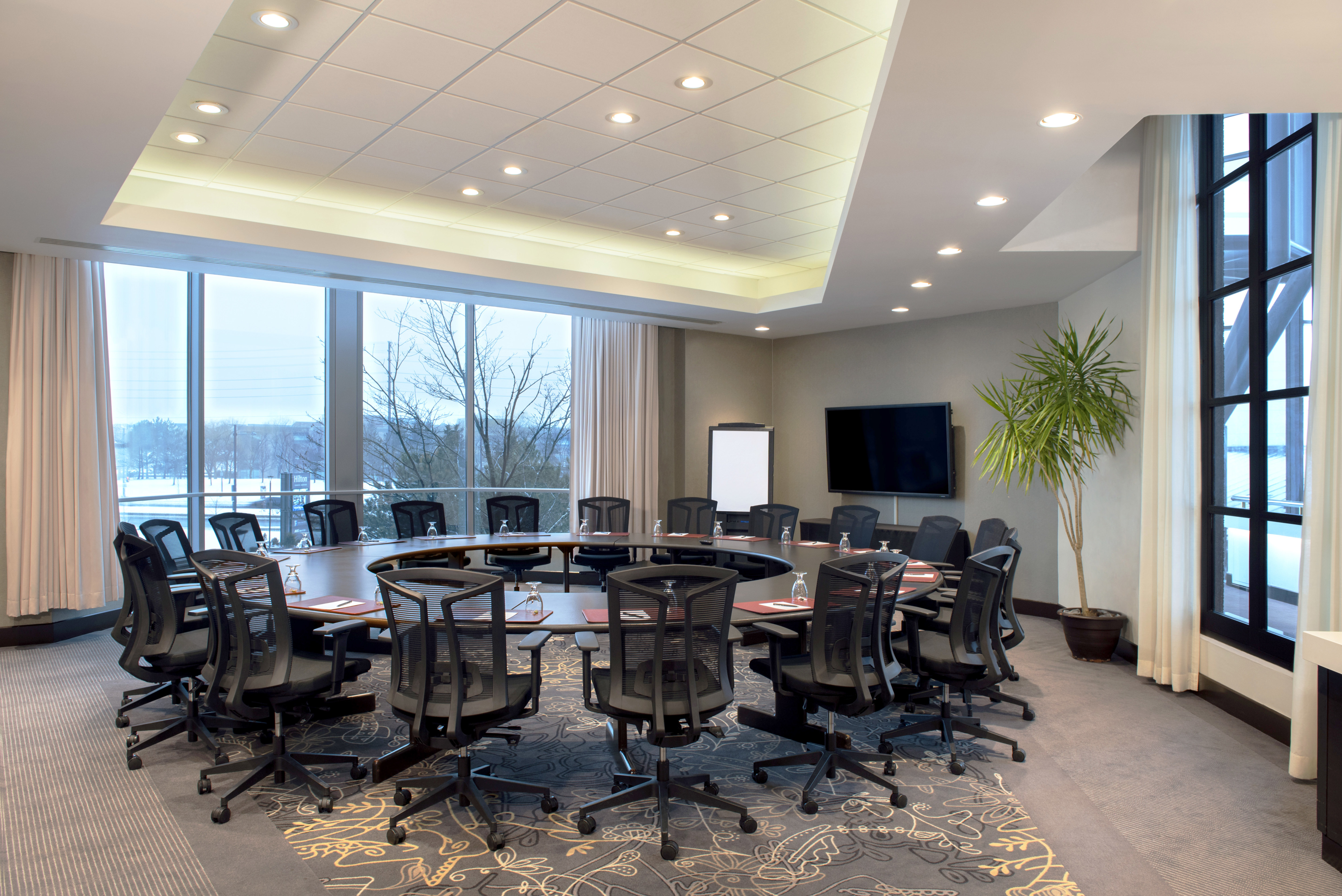 Trillium Boardroom with HDTV and Large Windows