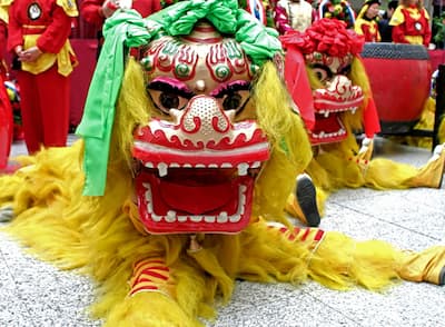 Close Up Dragon Mask at Chinatown's New Year Performance