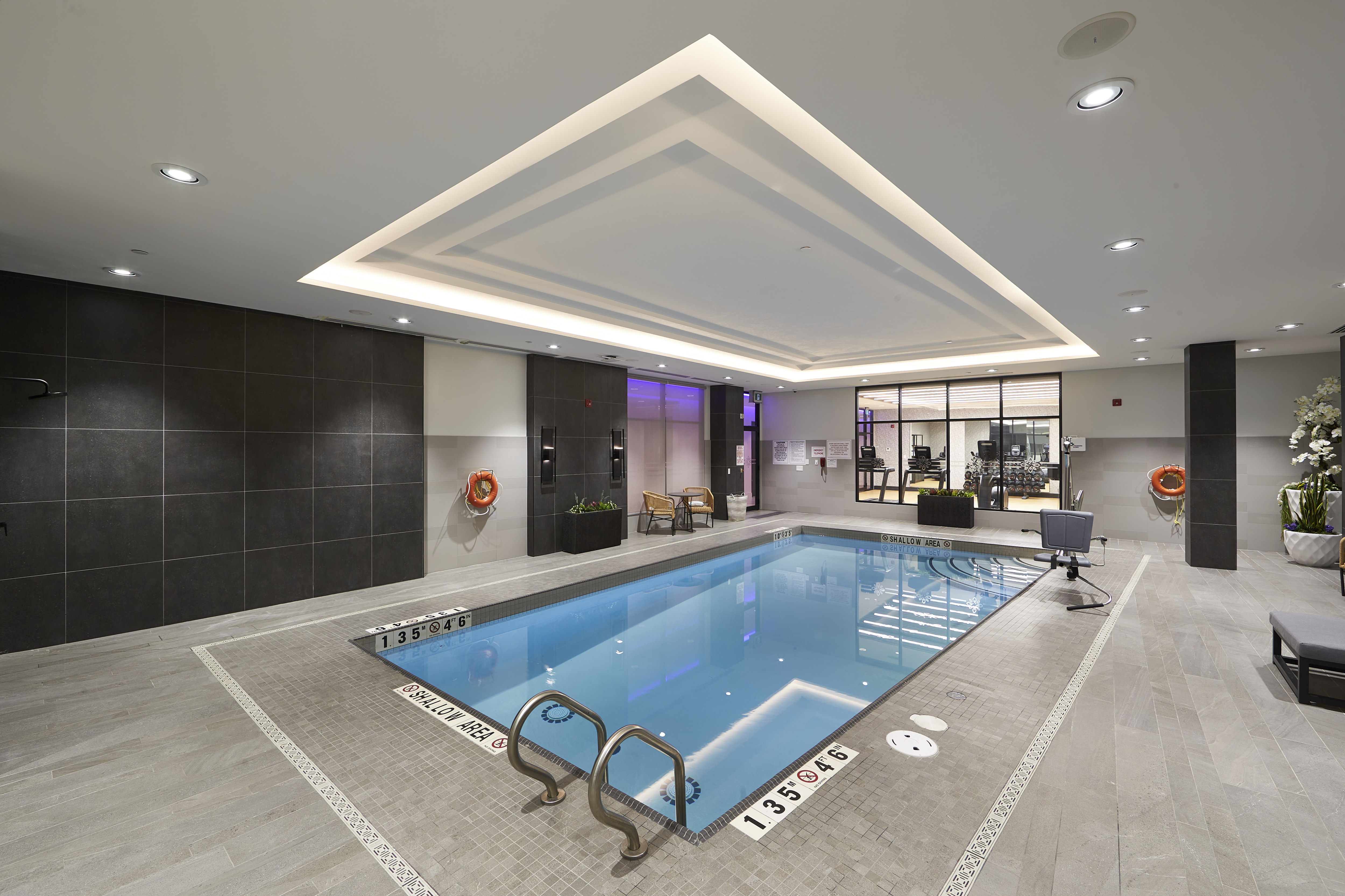 Indoor pool with handrail